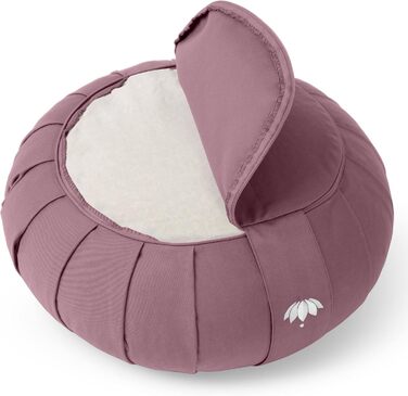 Зуф лотос Lotuscrafts - подушка для медитації та йоги, 15 см, з дінковою начинкою, бавовна, GOTS сертифікат, вишивка баклажан