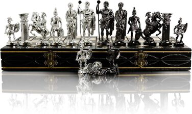 Шахи Master of Chess Spartan 40x40 см, металізована пластикова фігура, дерев'яна дошка, антик Рим, класична настільна гра