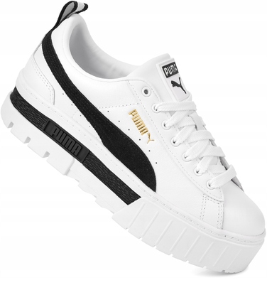 Жіночі білі кросівки на платформі Puma Mayze, шкіряні, р. 37