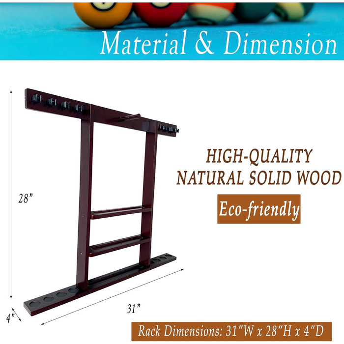 Стійка для київ (біліардних київ) на 8 київ з масиву магогону