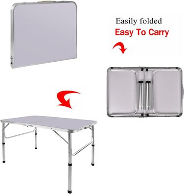 Складаний стіл 60 см, портативний, для кемпінгу та пікніків, садовий, вуличний, з алюмінієвим каркасом та регульованою висотою, 60 x 45 x 25,9 см (Д x Ш x В)