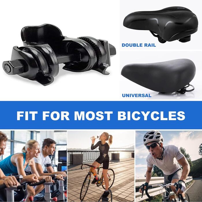 Велосипедне сідло з гелевою вставкою, широке, м'яке, комфортне, дихаюче, амортизуюче, ергономічне, з водонепроникним чохлом, чорне