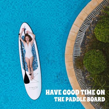 Надувна SUP-дошка FunWater для дорослих, комплект: весло, помпа, рюкзак, лінія безпеки, водонепроникна сумка, синьо-чорна