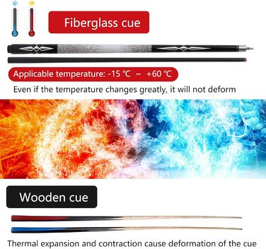 Більярдні кийки Dysdensa з фібергласу та графіту, 147 см, вага 510-595 г