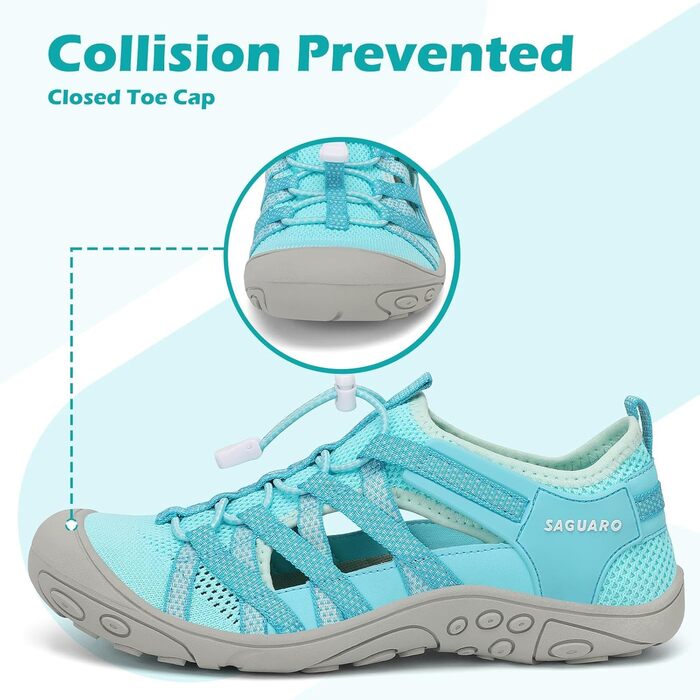 Трекінгові сандалії для жінок SAGUARO, зручні та дихаючі, розмір 36-42 (37 EU), небесно-блакитні