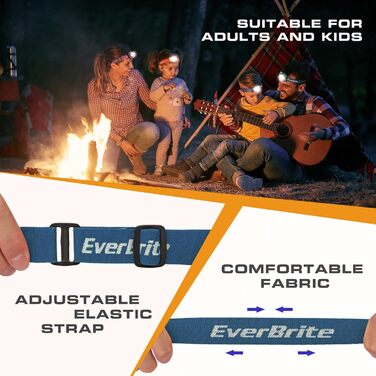 LED налобний ліхтар EverBrite 2 шт. з червоним та зеленим світлом, 5 режимів, для кемпінгу та відпочинку на природі, подарунок на Новий рік [з 6 AAA батарейками] (Синій)