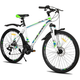 Гірський велосипед Hiland MTB 26/27,5 дюймів, алюмінієва рама, дискові гальма, спицеві колеса, для підлітків, чоловіків та жінок, білий/чорний
