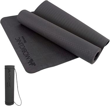 Килимок для йоги Mobiclinic® з ремінєм, 181x61 см, 6 мм, TPE, фіолетовий/чорний