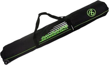 Чохол для лиж BRUBAKER Skitasche Race Champion з роликами на 2 пари лиж та палиці, міцний, 170/190 см, чорний/зелений