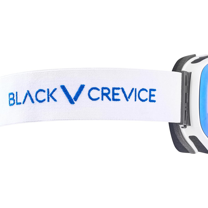 Унісекс лижна маска Black Crevice, безрамкова, циліндричні лінзи, UV-захист, антифог, для окулярів, біло-синя