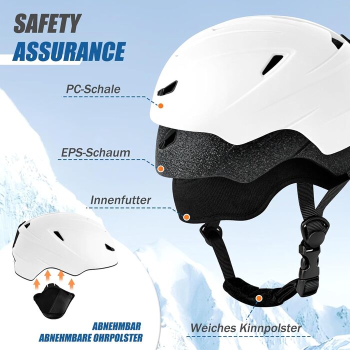 Шолом для лиж та сноуборду з маскою UV400, білий, унісекс, M