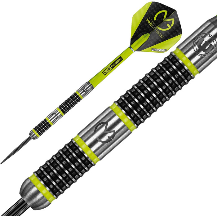 Дротики WINMAU Michael Van Gerwen MvG Aspire із вольфраму зі сталевим вістрям, призмовими крилами та нейлоновими держателями