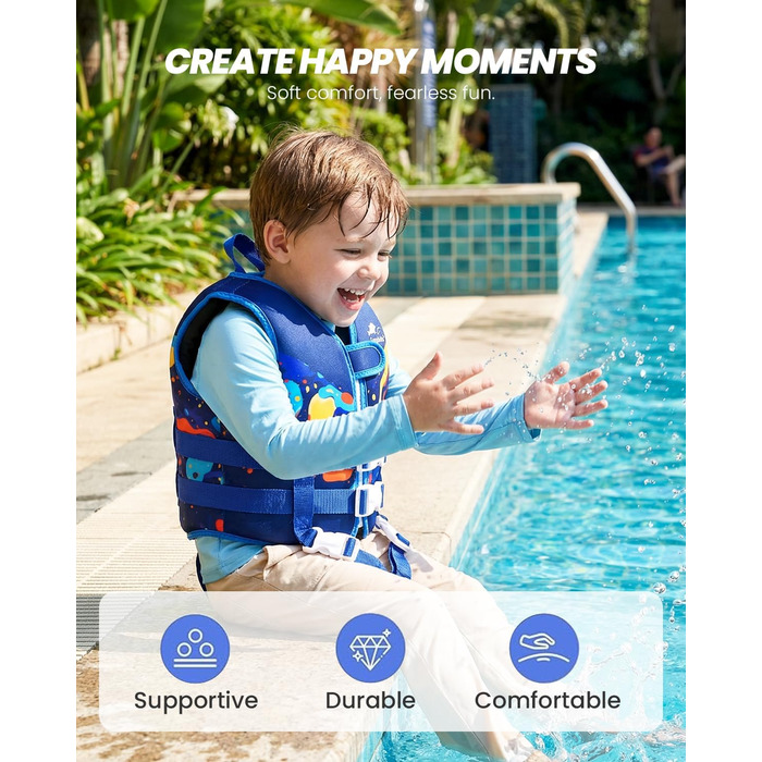 Дитячий жилет для плавання Gogokids для малюків 1-5 років (15-30 кг), блакитний