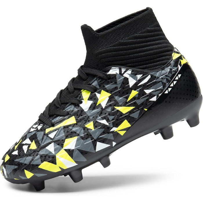 Футбольні бутси DREAM PAIRS для дітей (хлопців та дівчат) з шипами, для тренувань та гри на відкритому повітрі. Професійні дитячі футбольні бутси, розмір 38.5 EU, чорний/неоновий зелений