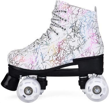 Жіночі класичні ролики для катання, ролики з 4 колесами в дворядний, комфортні ролики для початківців, LED ролики (білий, 36)