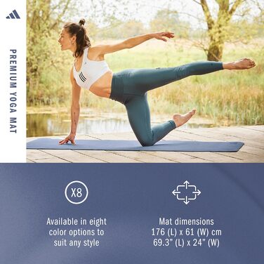 Йога-килимок adidas Premium Yogamatte 5 мм, протиковзний для йоги та пілатеса, без ПВХ (Trace Blue)