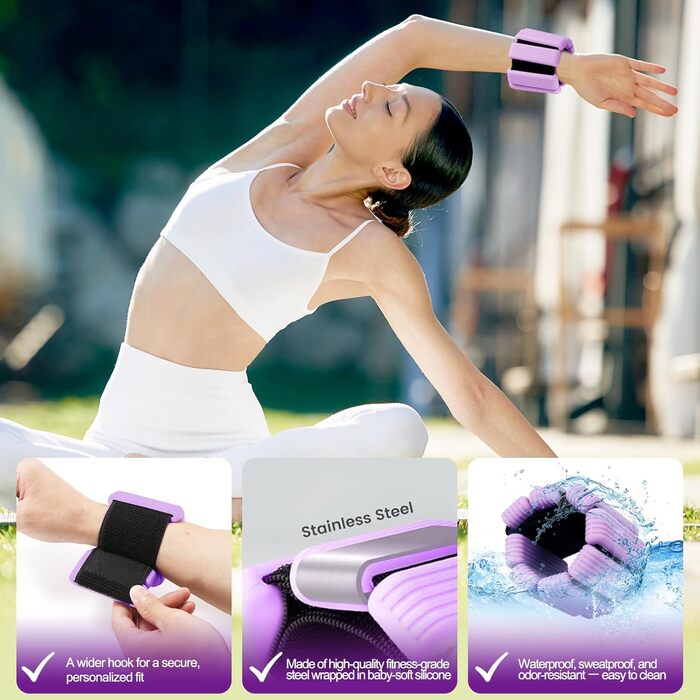 Набір манжет для ніг та рук (2 шт, по 0,5 кг) - фітнес, йога, пілатес, аеробіка, плавання, фітнес-аксесуар, Violett
