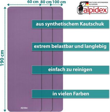 ALPIDEX Йога-мат преміум 1,5 см, нековзкий, без фталатів, для фітнесу, пілатесу, спорту, HIIT, фізіо, з ременем, ізоляційний, рожевий, 190x60x1,5 см