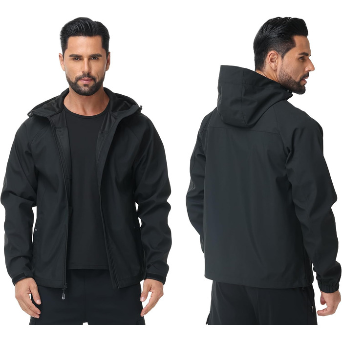 Чоловіча куртка Softshell Huayuzh — водонепроникна, вітрозахисна та дихаюча outdoor куртка для походів, кемпінгу та прогулянок, чорна, розмір S