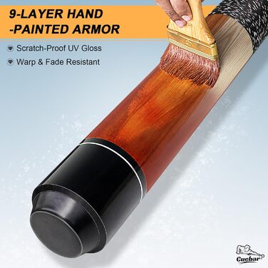 Більярдний кий CUEBAR, 147,3 см, 2-секційний з горіха, з наконечником 13 мм та льоновою рукояткою, для домашньої більярдного столу, для дорослих, 8 кольорів, 4 варіанти ваги (510 г, 538 г, 567 г, 595 г), колір: зелений (540 г) (колір: коричневий)