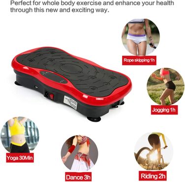 Вібраційний тренажер для тіла з Bluetooth та USB, тренувальні стрічки, пульт дистанційного керування (чорно-червоний)