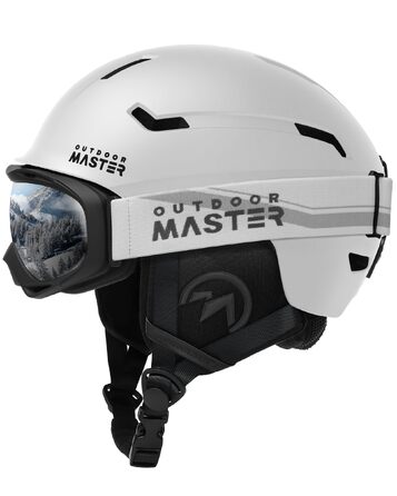 Шолом для лиж та сноуборду OutdoorMaster з OTG-маскою для дорослих, матовий білий, розмір M (56-58 см)