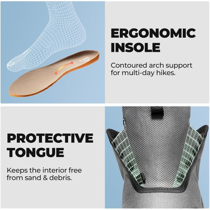 Чоловічі водонепроникні трекінгові черевики NORTIV 44 EU (Чорний, Сірий) - для туризму, хайкінгу та активного відпочинку