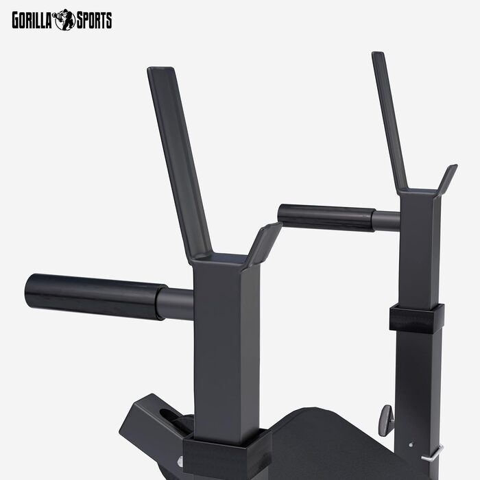 GORILLA SPORTS® Лава для жиму з гантелями 40 кг, 170 см штанга, тренажер для ніг, батерфляй, станція для віджимань, стійка для біцепса, фітнес-станція, силова станція з довгою штангою, чорна