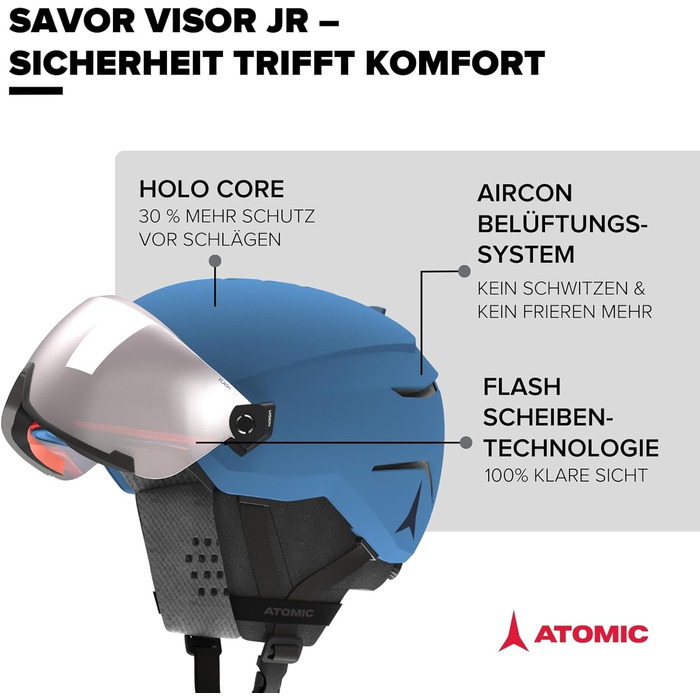 Гірськолижний шолом ATOMIC Savor Visor JR синій 51-55 см