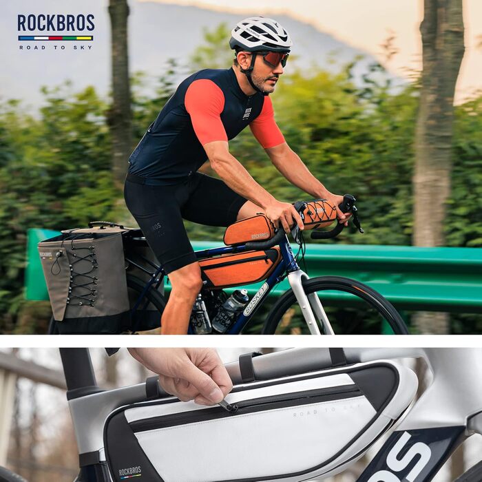 ROCKBROS велосипедна сумка на раму Road-to-Sky, трикутна, водостійка, з відбивачами, 2 л, для MTB, шосейного та гравійного велосипеда, біла