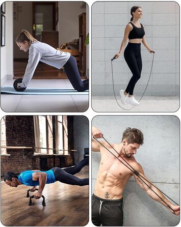 Ролер для пресу Kureny Bauchroller з набором для фітнесу: скакалка, фітнес-гумки, ручки для віджимань, захист колін. Ідеально для домашніх тренувань чоловіків та жінок