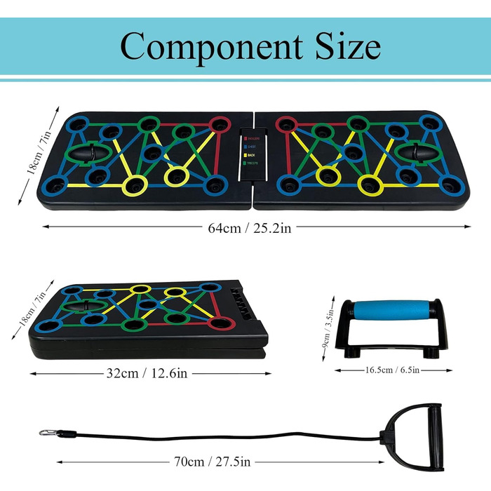 Дошка для віджимань Push Up Board 17 в 1, складана, чорна з еластичним тросом