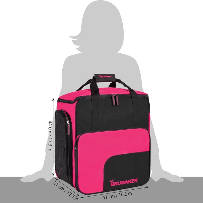 Чохол для лижних черевиків BruBaker Superfunction - рюкзак для лижних черевиків, шолома, рукавичок та одягу - чорно-рожевий