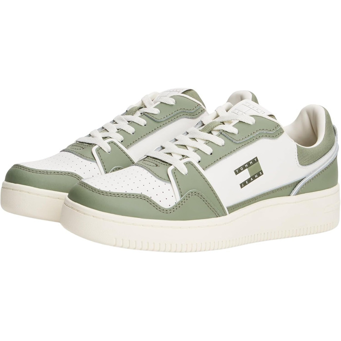 Чоловічі кросівки Tommy Jeans Retro Basket Low Top Cupsole — Білі/Екру/Зелені (розмір 44 EU)