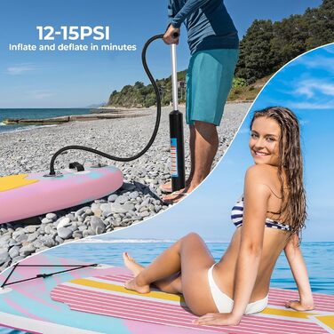 Надувний SUP дошка Stand Up Paddle 305 см для дорослих, рожева. Комплект з аксесуарами, для будь-якого рівня підготовки, вантажопідйомність 200 кг (2 особи)