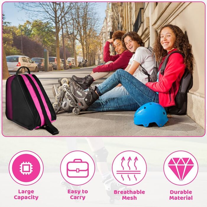 Сумка для роликів Flintronic, для дітей, рожева: містка, з регульованим плечовим ременем