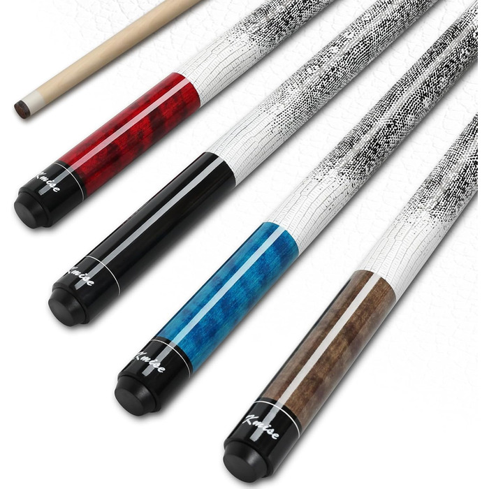 Більярдний кий Kmise професійний, 147 см, канадське кленове дерево, 13 мм шкіряний наконечник, 3D-антиковзаючий грип, для дорослих/початківців/професіоналів, набір 4 шт.
