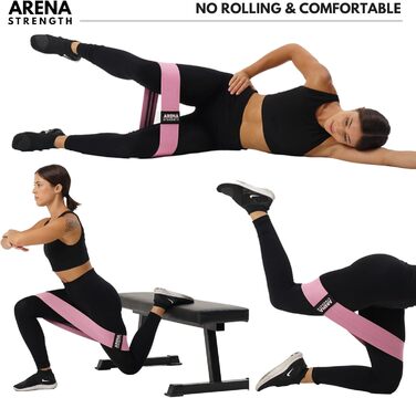 Стрічки для фітнесу Arena Strength Fabric Booty Bands для стегон та сідниць | Стрічки опору для ніг та сідниць | Збірник вправ та чохол (Легкі, Середні, Важкі)