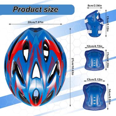 Дитячий шолом Kinderhelm для велосипеда, роликів, скейтборду + захист колін, ліктів, зап'ясть, регульований, 3-11 років