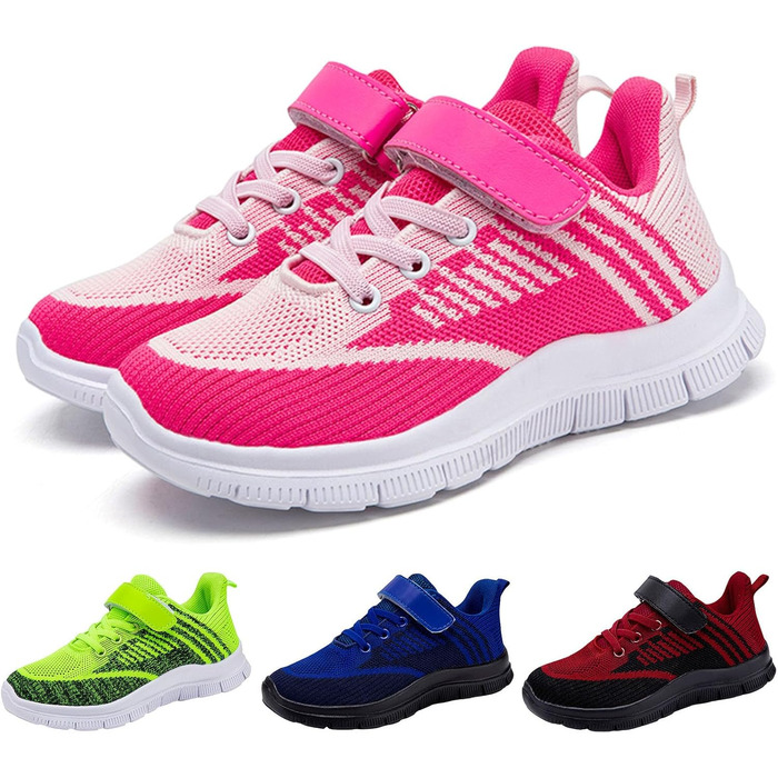 Дитячі спортивні кросівки для хлопчиків та дівчаток. Модні повсякденні кросівки для залу та вулиці. Легкі дитячі кросівки з дихаючої сітки, зручні та з неслизькою підошвою. Колір: гарячий рожевий, розмір: 37 EU