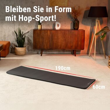 Гімнастична килимок Hop-Sport 190 x 60 x 2 см - для фітнесу, йоги, гімнастики, з неслизькою поверхнею, з NBR-піни + ремінь для перенесення