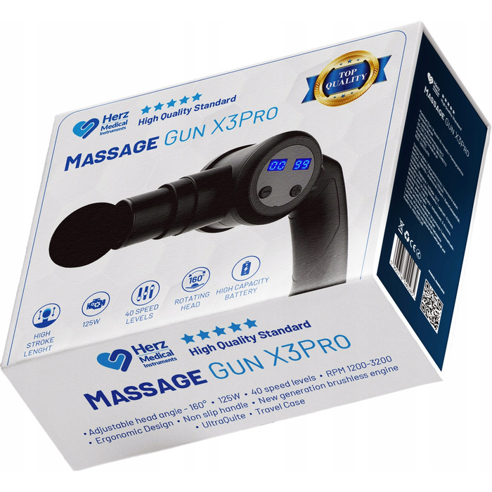 Перкусійний масажер Herz Medical Instruments X3PRO 125 Вт, акумуляторний