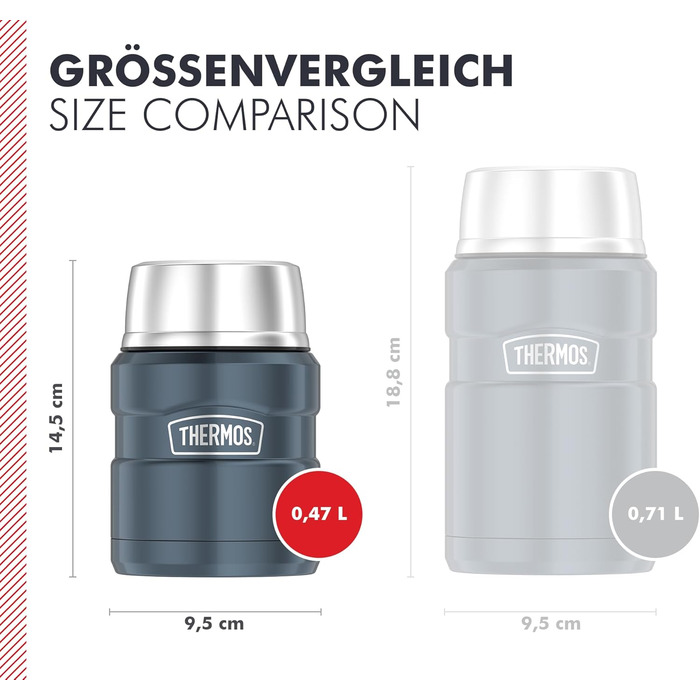 Термос STAINLESS KING 0,47л з нержавіючої сталі, чорний матовий, з ложкою, BPA-free