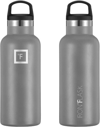 Фляга з нержавіючої сталі з 3 кришками - термофляга, витокозахисна, металева, двостінна, ізольована, без BPA, з трубочкою - 470 мл, графітовий колір