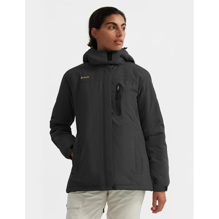 Жіноча лижна куртка GEMYSE: водонепроникна, вітронепроникна, з флісовою підкладкою, для активного відпочинку на снігу (M, сірий)