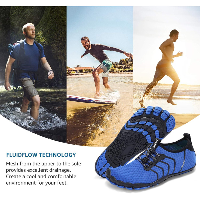 Чоловічі та жіночі водяні шльопанці з сітчастої тканини, barefoot, 45 EU, Wz111 Blue