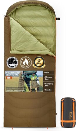 Сплячий мішок KingCamp для дорослих, 3 в 1, XXL, бавовна, фланель, теплий, знімний ковдру, Coldmaster (1200г)