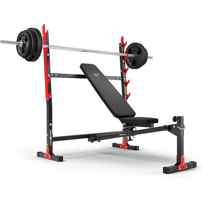 Регульована лава для жиму Marbo Sport MH-L107 2.0 з тримачем для штанги, чорна, вироблено в ЄС