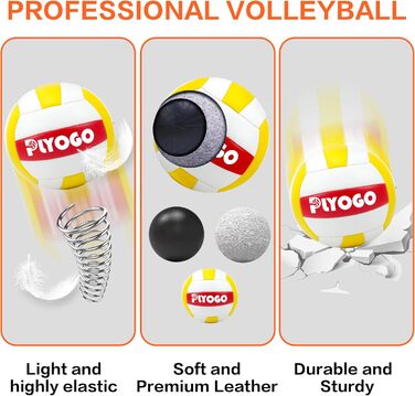 Волейбольна сітка PLYOGO для вулиці, професійний набір, регульовані алюмінієві стійки, анти-саг дизайн, подвійний регулятор натягу, для пляжу та газону