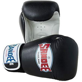 Боксерські рукавички Sandee для Муай Тай, шкіряні, чорні, 14oz, для дорослих